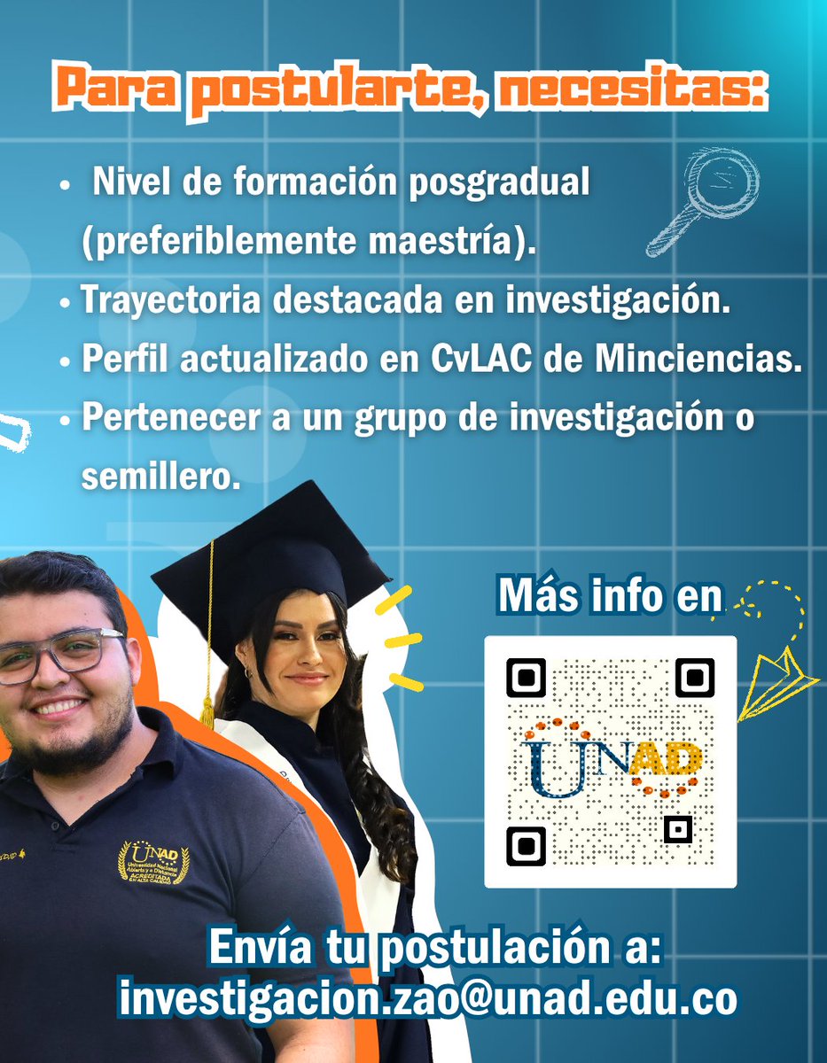📢 ¡Convocatoria Abierta! 🚀
Sé parte del Comité Zonal de Investigación, Innovación y Emprendimiento

🔬📚💡 Si eres estudiante, egresado o docente, esta es tu oportunidad 

🔗 Más información: url.unad.edu.co/convocatoriaCZ…  
Email: investigacion.zao@unad.edu.co