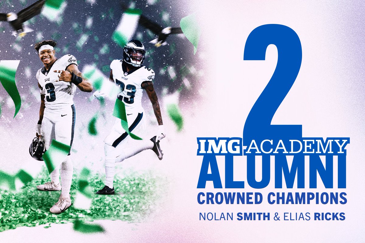 IMG Academy Football (@imgafootball) on Twitter photo Fly, confetti, fly ๐ฆ
๐
Congratulations to our IMG Academy alumni, Elias Ricks and Nolan Smith, and the rest of the <a href="/Eagles/">Philadelphia Eagles</a> on their big win last night! ๐ Fly, confetti, fly ๐ฆ
๐
Congratulations to our IMG Academy alumni, Elias Ricks and Nolan Smith, and the rest of the <a href="/Eagles/">Philadelphia Eagles</a> on their big win last night! ๐