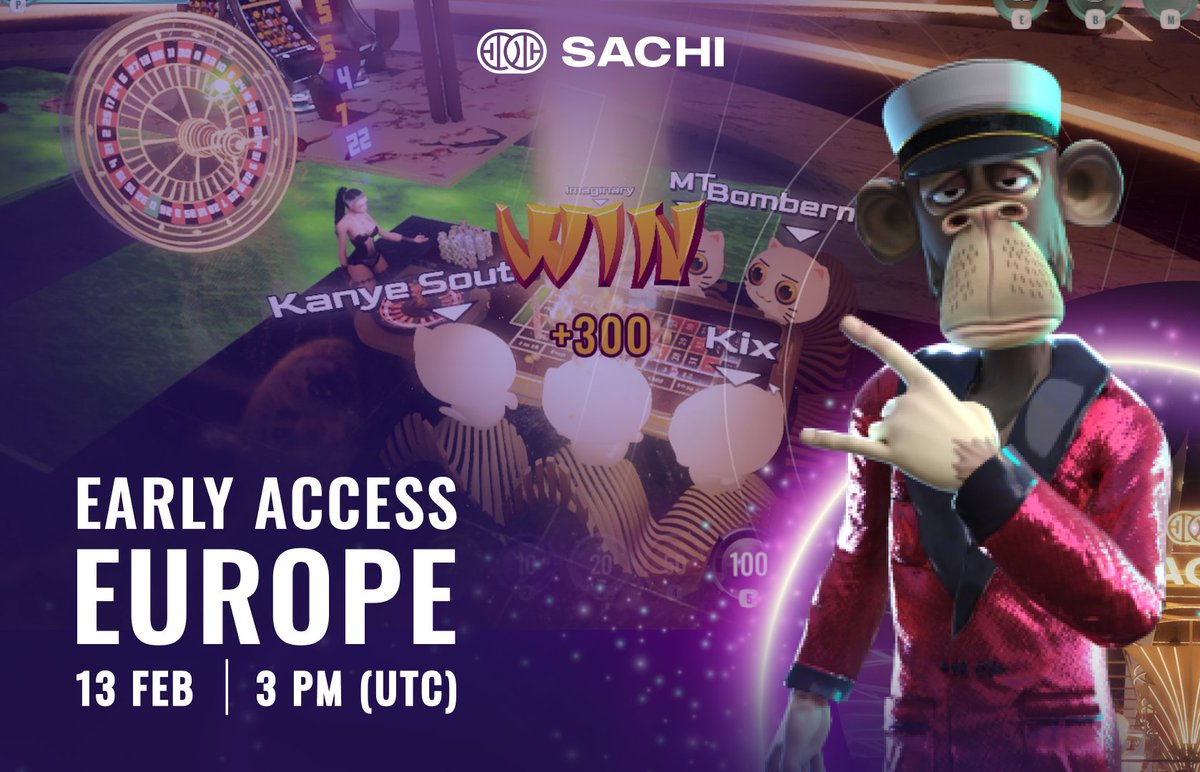 🌍 SACHI Early Access Europe 🌍

📅 13 February 2025

🕐 from 3 PM to 5 PM (UTC)

Step by step guide how to join:
sachi.gitbook.io/whitepaper/sac…

*Available only on desktop via Google Chrome (mouse + stable internet recommended)

Early Access Europe LIVE | February 13th | at