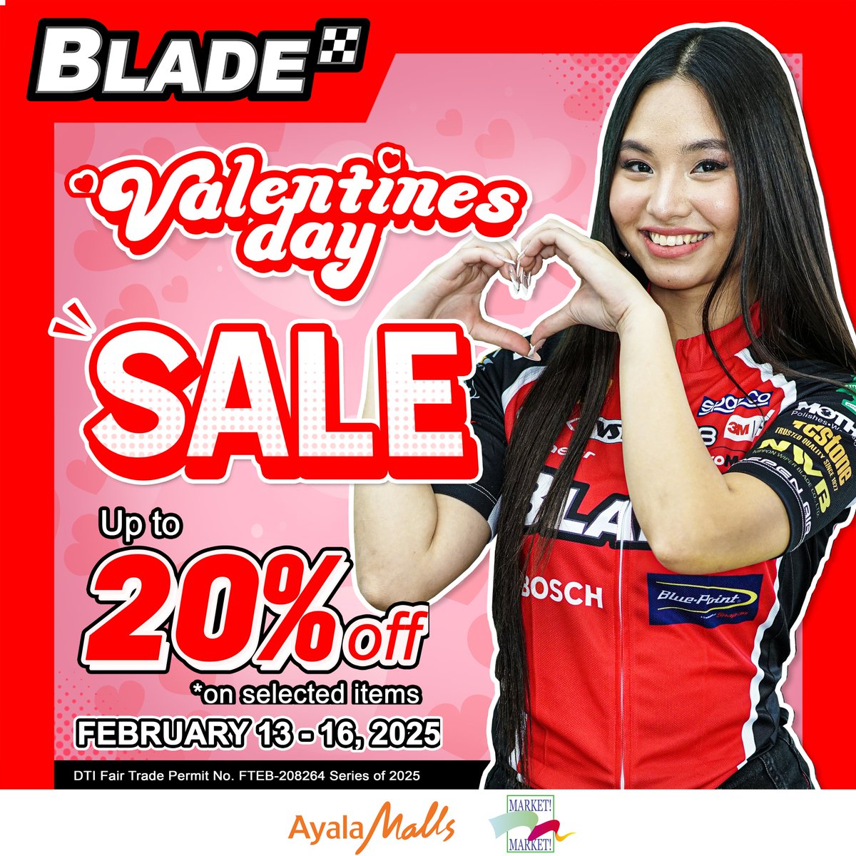 MarketMarketBGC's tweet image. Drive into love this love month and enjoy Blade Auto Center's Valentine’s Sale! From stylish seat covers to everyday items, they’ve got the perfect gift for your ride or loved one’s.

Promo runs from Feb 13-16. Visit them on the 3/F now!
#BladePH #FunInTheFinds #iLoveMarketMarket