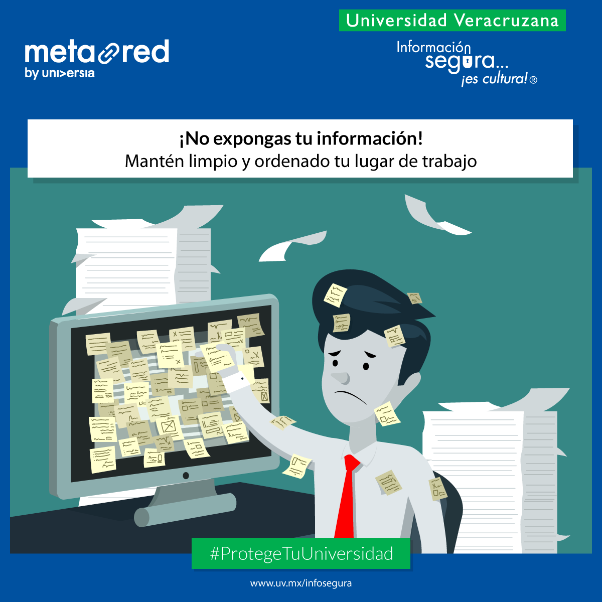 #InformaciónSeguraEsCultura: Protege tu puesto de trabajo de riesgos como accesos no autorizados y malware. 
Más información aquí: ow.ly/8aCL50UEWj3 
#InformaciónConfidencial