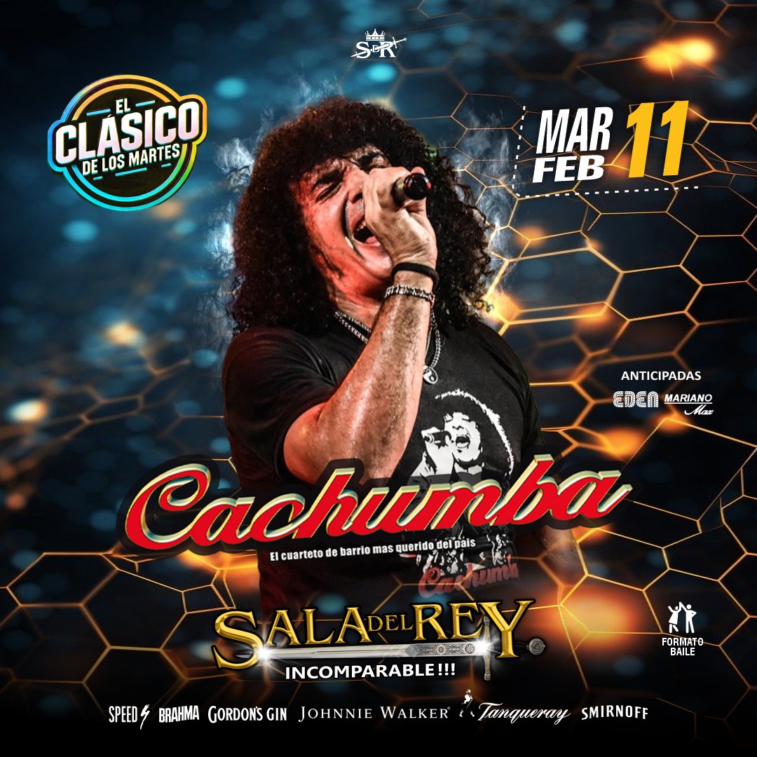 🎤🎶🔥 ¡El Clásico de los Martes con CACHUMBA en la Sala del Rey! 🔥🎶🎤
📅 Martes 11 de Febrero
🎉 Una noche INCOMPARABLE.
🚀 ¡Invitaciones especiales sin cargo hasta las 01:30 hs!
👉 Conseguilas aquí: vivetix.com/es/entradas-ca…
🔥 ¡Veni a vivir una fiesta a puro cuarteto! 🔥