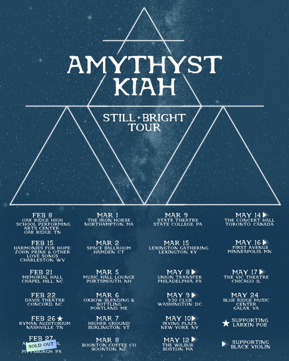 Amythyst Kiah (@amythystkiah) on Twitter photo The Still + Bright tour continues! I've got shows coming up with <a href="/LarkinPoe/">Larkin Poe</a>, <a href="/BlackViolin/">Black Violin</a> at the legendary <a href="/theryman/">Ryman Auditorium</a>, and many more. Tickets on sale now at amythystkiah.com! 🎟️🎶 The Still + Bright tour continues! I've got shows coming up with <a href="/LarkinPoe/">Larkin Poe</a>, <a href="/BlackViolin/">Black Violin</a> at the legendary <a href="/theryman/">Ryman Auditorium</a>, and many more. Tickets on sale now at amythystkiah.com! 🎟️🎶