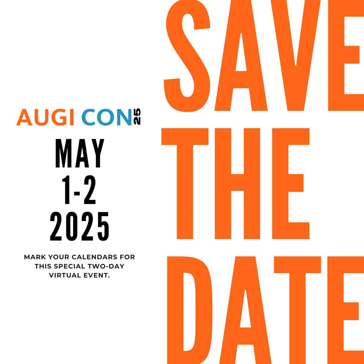AUGI's tweet photo. We here at #AUGI are excited to announce that we have set the dates for #AUGICON25. We're following up our immensely successful inaugural event with another two days of live #CAD and #BIM sessions - brought to you by users, for users.  More details to follow... see you there! https://t.co/04KFW9QIcS