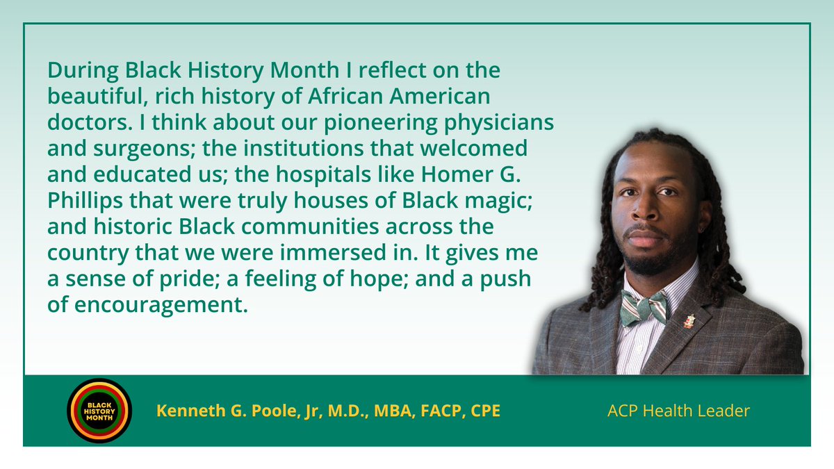 ACP (@acpimphysicians) on Twitter photo In honor of #BlackHistoryMonth, we celebrate <a href="/KPooleMD/">Kenneth Poole Jr</a> (ACP Health Leader) for his contributions to #InternalMedicine. #IMProud #IMPhysician In honor of #BlackHistoryMonth, we celebrate <a href="/KPooleMD/">Kenneth Poole Jr</a> (ACP Health Leader) for his contributions to #InternalMedicine. #IMProud #IMPhysician