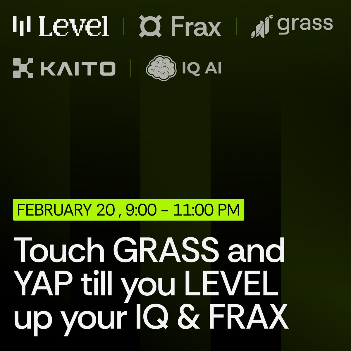 Level 🆙 (@levelusd) on Twitter photo Hello frens, we're coming to Hong Kong for Consensus and we're excited to Touch GRASS and YAP till you LEVEL up your IQ & FRAX.
Join us for an evening of drinks, cool views and networking, co-hosted by @_kaitoai, <a href="/getgrass_io/">touch grass</a>, <a href="/fraxfinance/">Frax Finance ¤⛓️¤</a> and <a href="/IQAICOM/">IQ AI</a>.
Arrive early—due to Hello frens, we're coming to Hong Kong for Consensus and we're excited to Touch GRASS and YAP till you LEVEL up your IQ & FRAX.
Join us for an evening of drinks, cool views and networking, co-hosted by @_kaitoai, <a href="/getgrass_io/">touch grass</a>, <a href="/fraxfinance/">Frax Finance ¤⛓️¤</a> and <a href="/IQAICOM/">IQ AI</a>.
Arrive early—due to