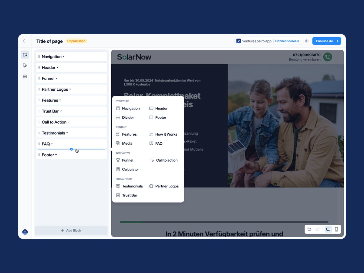 Amjaddsn's tweet photo. Landing page editor [WIP] – @osiroapp https://t.co/yWxzs7WssO