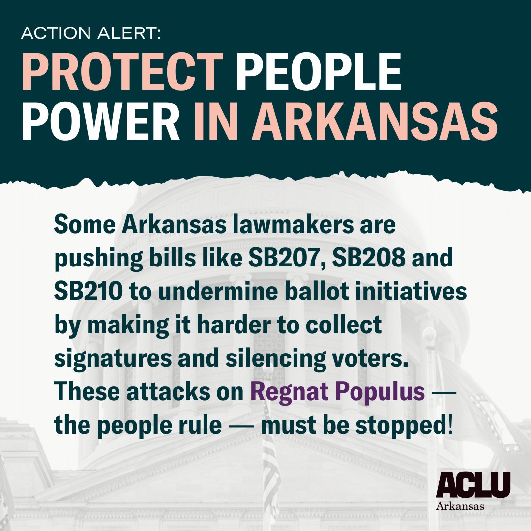 Some #arleg politicians are rewriting the rules to silence voters and get their way. For over 100 years, Arkansans have used ballot initiatives win on issues like higher wages, transparency, and marijuana. Tell senators: In Arkansas, the people rule. loom.ly/jsNSK5A