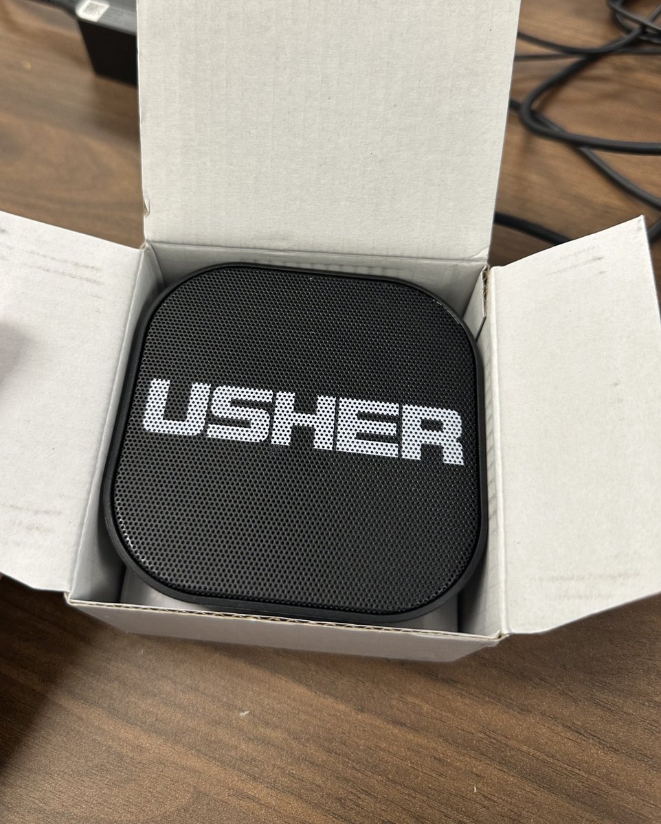 forgetmenot49's tweet image. Ah yes, I’ve always wanted an usher branded Bluetooth speaker. 

#workperks