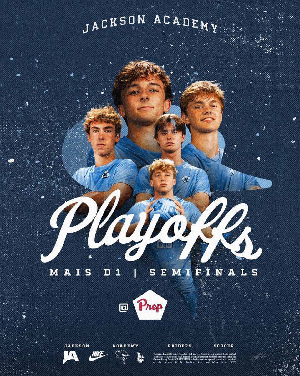 Raider Soccer heads to Flowood tonight to take on Jackson Prep in the MAIS D1 Semifinals at 6pm. All of the action will be featured on The Raider Network. Don't forget all JA students will receive free admission, Soulshine Pizza and cupcakes.

Kickoff - 6:00pm

#WeAreJA