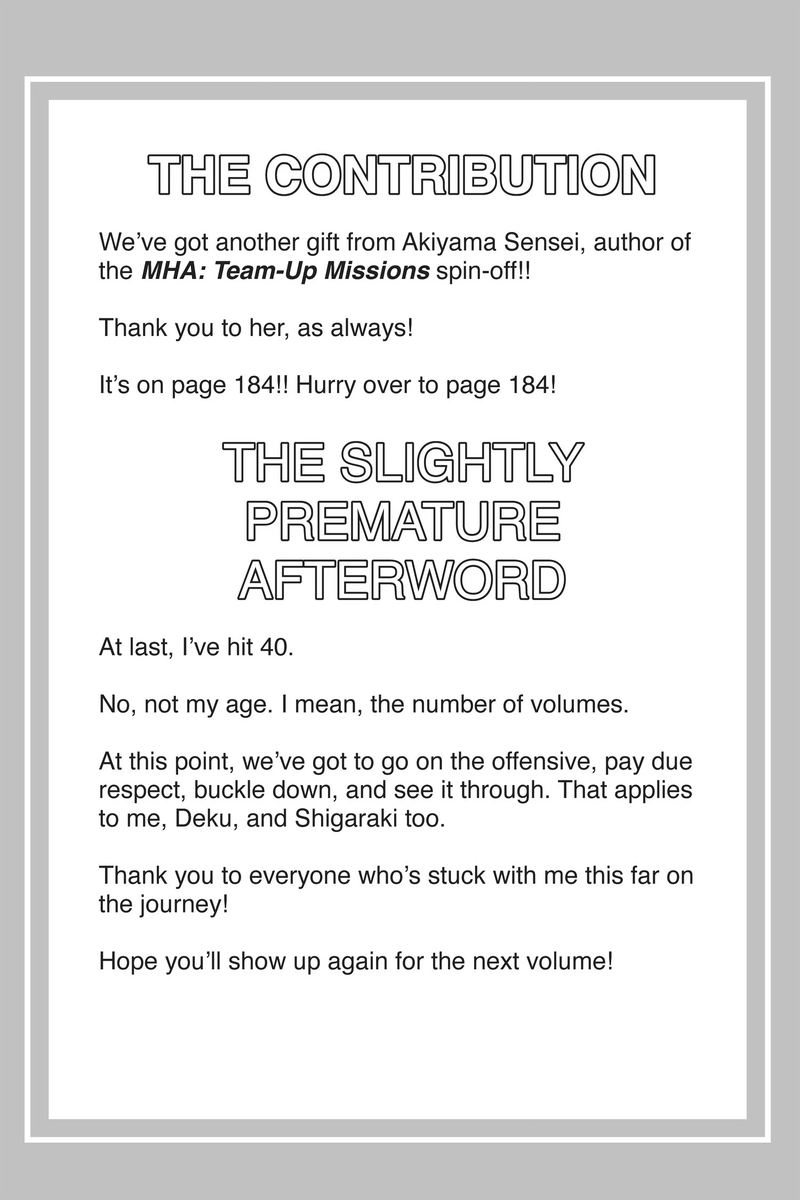 Extra: Chapters 405 &amp; 407
Bakugo and author's notes. 