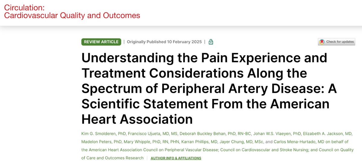 YaleVAMOS (@yalevamos) on Twitter photo Pain is often a central part of the PAD disease experience, yet the there is so much that we don’t know, and ischemia is only a part of the story. In this <a href="/CircAHA/">Circulation</a> statement, we highlight the need for a better understanding of pain and use of multimodal pain management in PAD Pain is often a central part of the PAD disease experience, yet the there is so much that we don’t know, and ischemia is only a part of the story. In this <a href="/CircAHA/">Circulation</a> statement, we highlight the need for a better understanding of pain and use of multimodal pain management in PAD