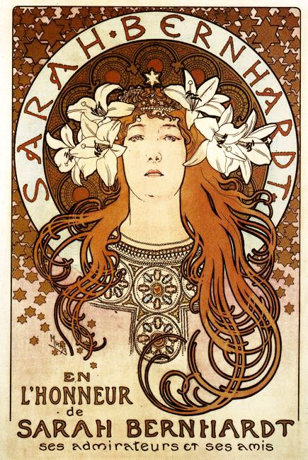 Poster by Alphonse Mucha for an evening of theatre honouring legendary actress Sarah Bernhardt (1896)
#ArtNouveau