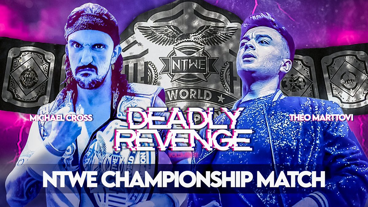 NtweCadiz's tweet photo. 💜 DEADLY REVENGE VI 💜 

Viejos conocidos se vuelven a encontrar, una historia y un título en juego pero esta vez en un combate... ¡IRONMAN!

Michael Cross (c) vs Theo Marttovi 
Combate Ironman por el título máximo de la NTWE. https://t.co/bMuyctmRLM