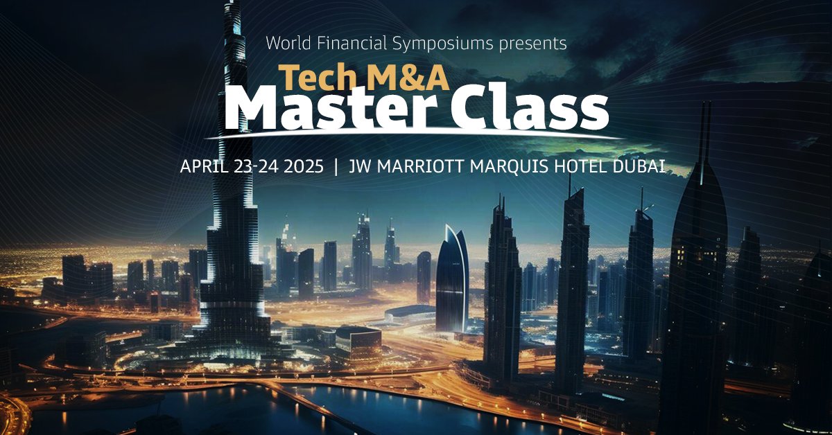 wfsmedia's tweet image. Tech M&amp;amp;A Master Class is coming to Dubai!
Join us on April 23-24 at JW Marriott Marquis Hotel Dubai for a deep dive into Tech M&amp;amp;A, tailored for CEOs, Founders.
Early-bird rate: $995 (Regular $2,495)
Secure your seat now: wfs.corsizio.com/event/676f3cde…
#CEOs #TechMasterClass #Dubai