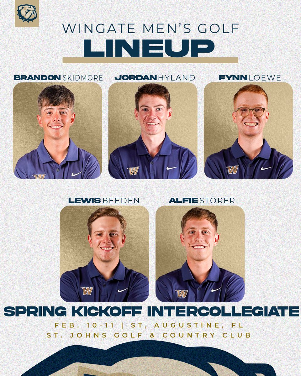 WU_Bulldogs's tweet photo. Tourney Day for both top-25 #WUGOLF teams!
Both teams in Florida for the Spring Kickoff!
#2 @Wingate_WGolf | https://t.co/VLvuTlD0c3
#23 @Wingate_MGolf | https://t.co/6qxFktA156
#OneDog https://t.co/Ml14ULBu1D