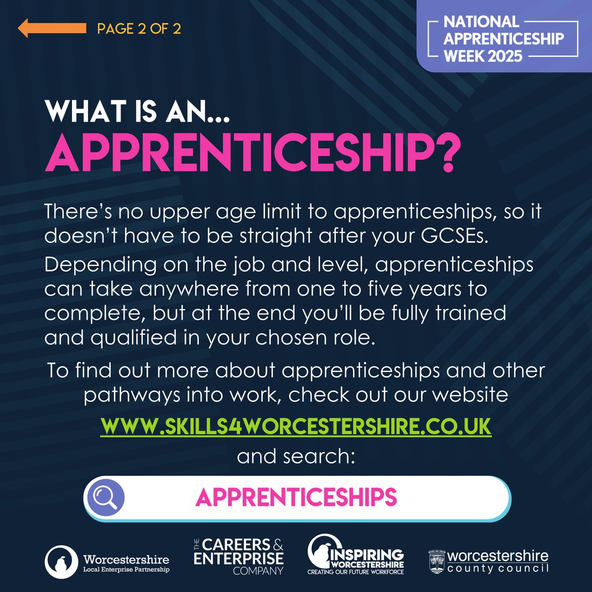 National Apprenticeship Week 2025 is here &amp; we're excited to share more information on this amazing pathway.

To find out more about #apprenticeships and other pathways into work, be sure to check out our website: Skills4Worcestershire.co.uk #NAW25