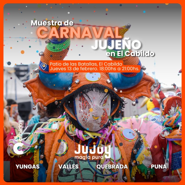 💥 ¿Estás listo para vivir el Carnaval como nunca?

😈Este 13 de febrero, te traemos un espectáculo para conocer el Carnaval de las 4 regiones de nuestra provincia:

📌Valles
📌Yungas
📌Quebrada
📌Puna

🕒 18 hs, Patio de Batallas, en el <a href="/cabildojujuyok/">El Cabildo de Jujuy</a>
🎟Entrada libre y gratuita