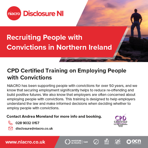NIACRO (@niacro) on Twitter photo Call out to all Employers, Recruiters, Advisors, and HR folk out there! Our next scheduled online training dates are:
- Thurs 20th Feb, 10.30-12.30
- Thurs 27th March, 10.30-12.30
£80.00+VAT per person.
Email Andrea Moreland at NIACRO - disclosure@niacro.co.uk to book. Call out to all Employers, Recruiters, Advisors, and HR folk out there! Our next scheduled online training dates are:
- Thurs 20th Feb, 10.30-12.30
- Thurs 27th March, 10.30-12.30
£80.00+VAT per person.
Email Andrea Moreland at NIACRO - disclosure@niacro.co.uk to book.