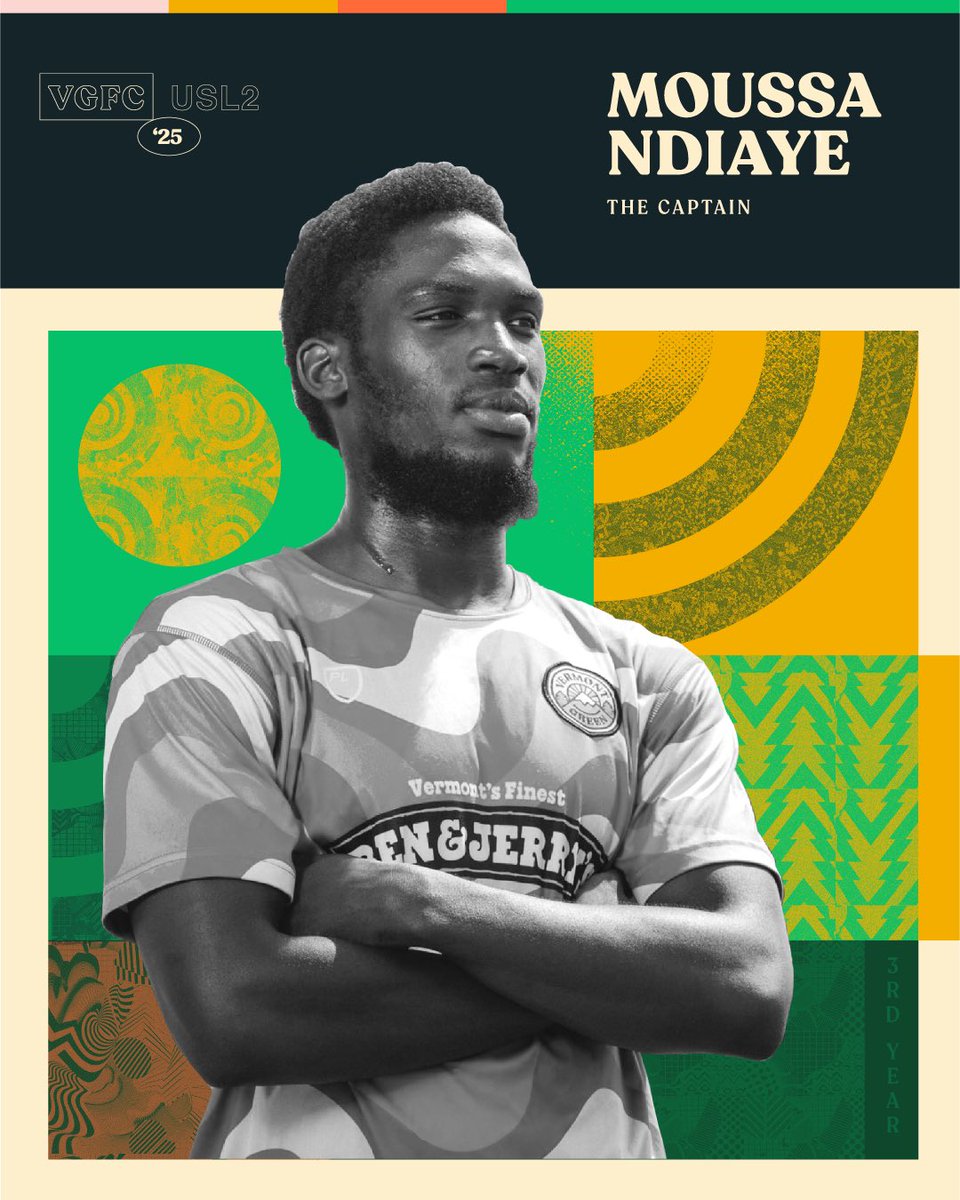 Vermont Green FC captain Moussa Ndiaye returns to the club for a third USL League Two season. 🏔️

An exemplar of leadership, dedication, and what it means to be a Green. Notre capitaine.

Pending league &amp; federation approval.