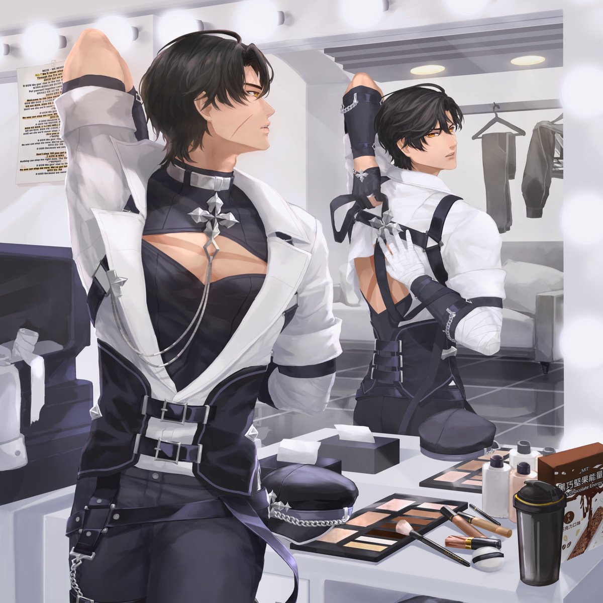 想畫一個在幕後整理服裝的感覺但不知道為什麼想到這種迷之POSE，雖然被親友吐槽過這個姿勢在現實中的困難度但還是...不管啦我畫完了~(躺
#elsword_FA