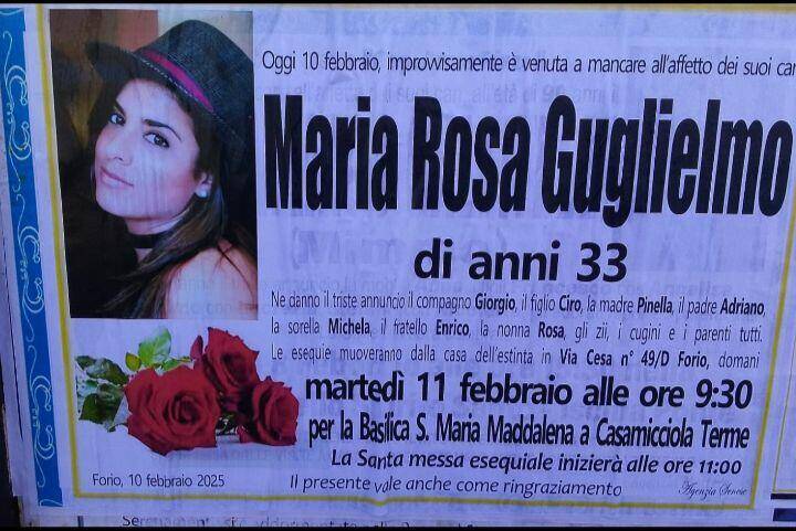 NotizieFrance's tweet photo. E' venuta a mancare all'improvviso e prematuramente mia cugina Maria Rosa. Lascia il figlio, il compagno e la famiglia immersi in un grande dolore. https://t.co/bjLTEfPKSA