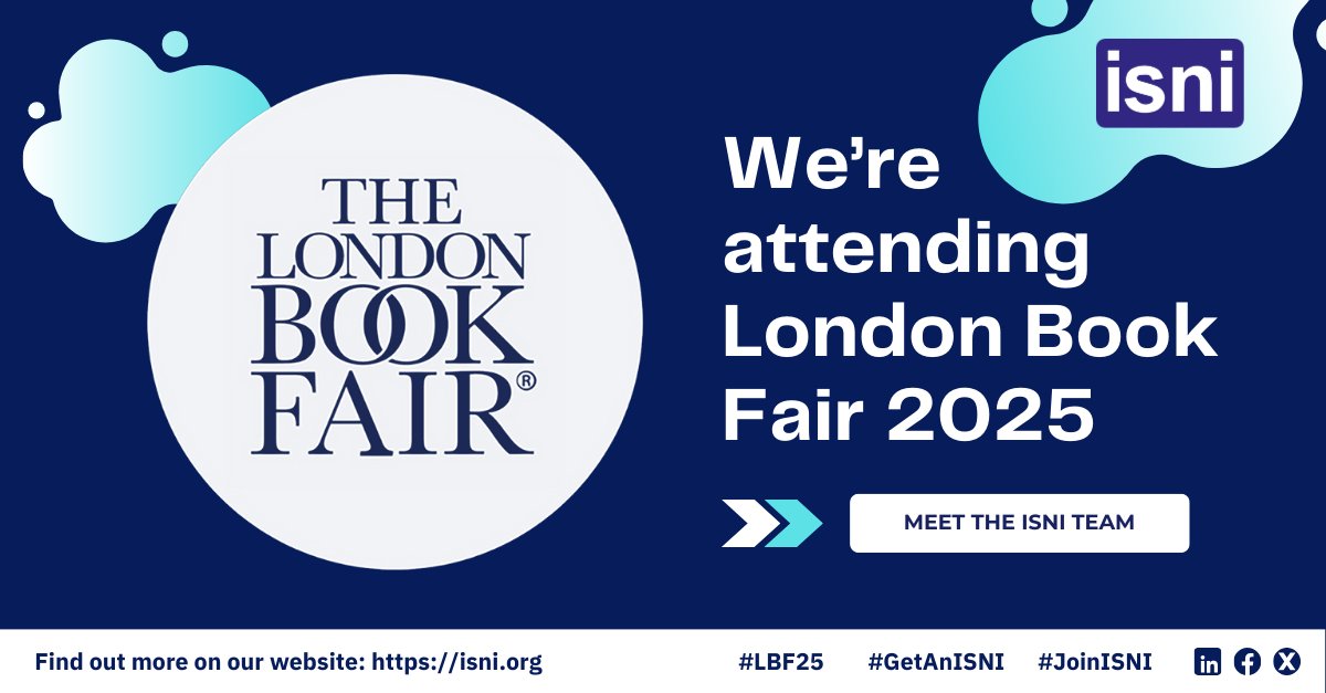 ISNI International Agency (@isni_id) on Twitter photo 📢 One month to go until <a href="/LondonBookFair/">The London Book Fair, 11-13 March 2025</a>! 📚✨ Meet us at stand 3B36 (March 11-13) to explore how #ISNI supports publishers, authors, agents and more with accurate attribution, rights & discoverability.
📧 Book a meeting: info@isni.org
#LBF25 #Publishing #Metadata #Copyright 📢 One month to go until <a href="/LondonBookFair/">The London Book Fair, 11-13 March 2025</a>! 📚✨ Meet us at stand 3B36 (March 11-13) to explore how #ISNI supports publishers, authors, agents and more with accurate attribution, rights & discoverability.
📧 Book a meeting: info@isni.org
#LBF25 #Publishing #Metadata #Copyright