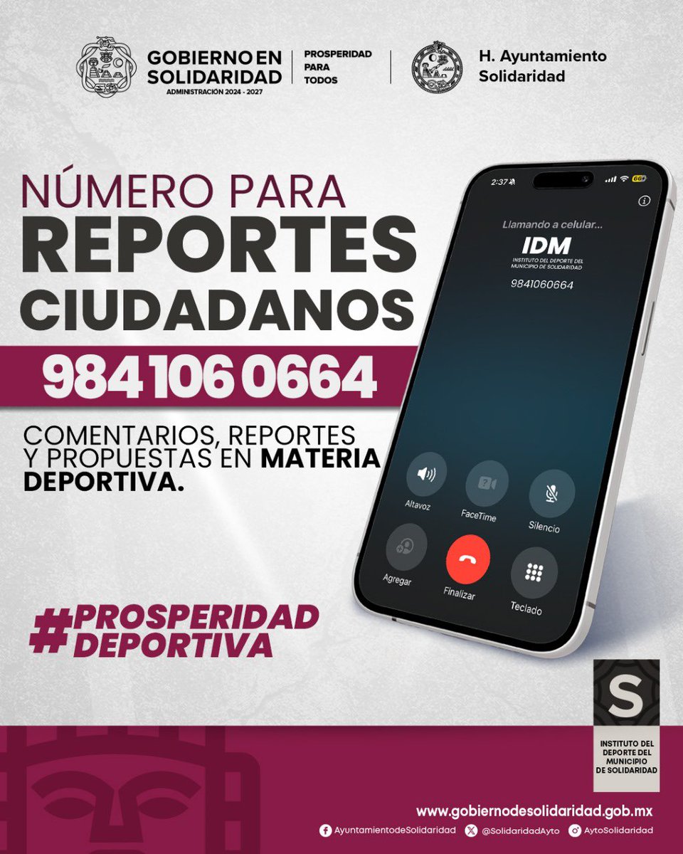 IDMPlaya's tweet photo. ¿Quieres hacer un reporte, compartir tu opinión y/o sugerencia en materia deportiva?🗣️
¡Estamos escuchando! 📲Escríbenos al WhatsApp 984 106 0664 y recibirás una respuesta personalizada.

🔗 https://t.co/8wBYQST70I

#ProsperidadParaTodasYTodos https://t.co/mnqZGrdUec