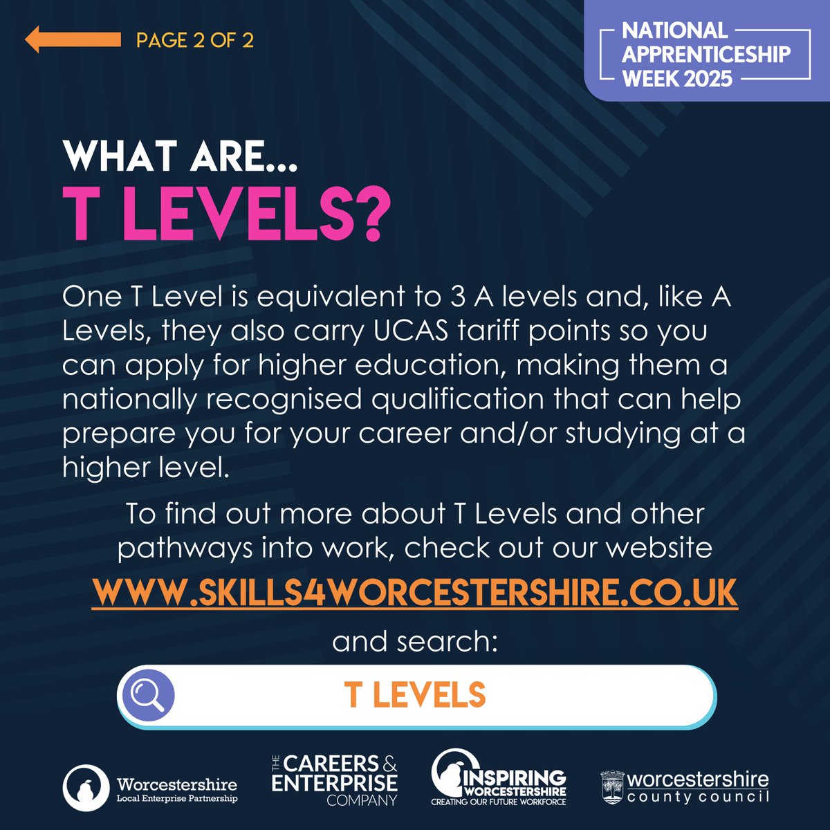 T Levels are on the rise! Will you be exploring this new and exciting pathway?

To find out more about T Levels and other pathways into work, be sure to check out our website: Skills4Worcestershire.co.uk

#NAW25 #Careers #TLevels.