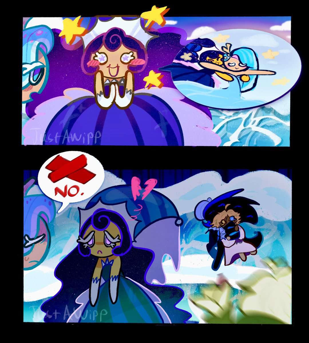 a_wipp's tweet photo. Moon wants to try something new with Seafairy this valentines 💌 
#CRK #cookierunkingdom #cookierun #comics https://t.co/rVC2VVIZjg