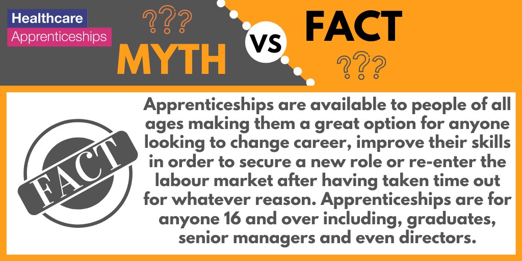 #MythbusterMonday: Myth -  Apprenticeships are only for school leavers.

#HASO #HealthcareApprenticeships