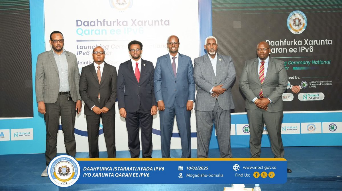 msomali55's tweet image. Today, I launched Somalia’s National Internet Protocol Version 6 (IPv6) Strategy, making us the first in Africa with a dedicated IPv6 implementation center. Thanks to @MoCT_Somalia, the @NCA_Somalia team, and partners for making this possible!
#IPv6