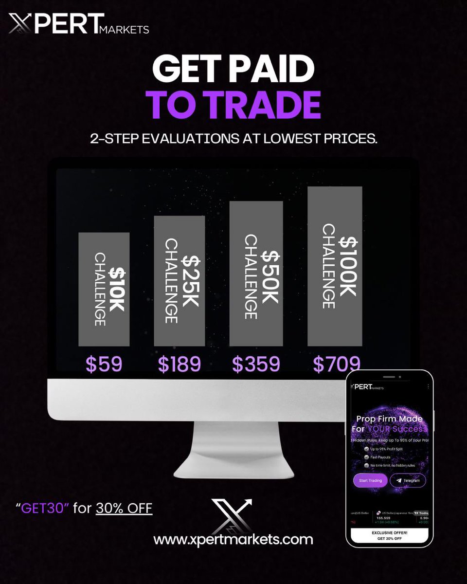 xpertmarkets's tweet photo. Consistency in the market builds wealth, not just big wins. 

Use code “GET30” and take the best trading challenges in the industry 👇🏻🔥 https://t.co/iE2EKBVuVZ