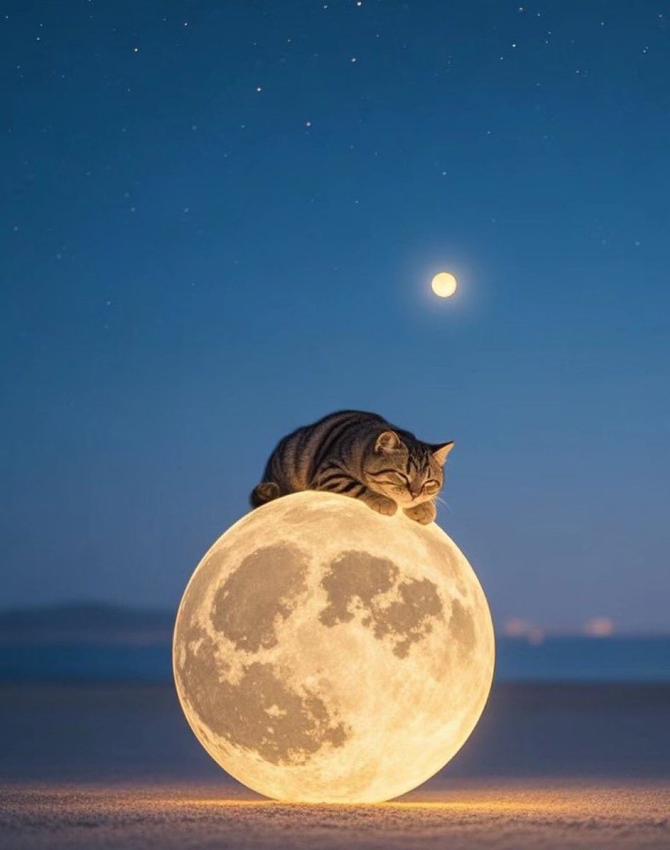 月に乗る猫が綺麗すぎる🌕