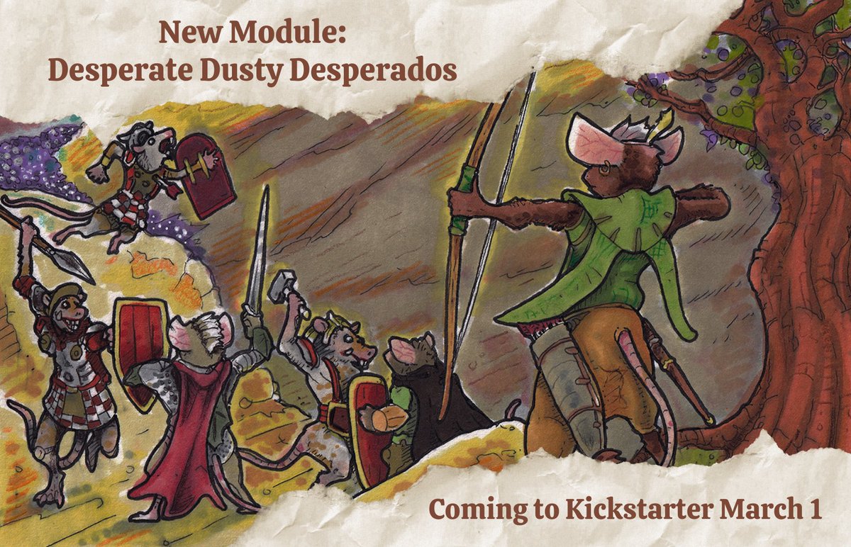 miceoflegend's tweet photo. New! #MiceOfLegend module N1: Desperate Dusty Desperados is launching soon on #kickstarter!
https://t.co/7LC3Tgb45R
#dnd #dndmodule #ttrpg #mice #dnd5e
Art: John Bilodeau https://t.co/9CcDyNsQgm