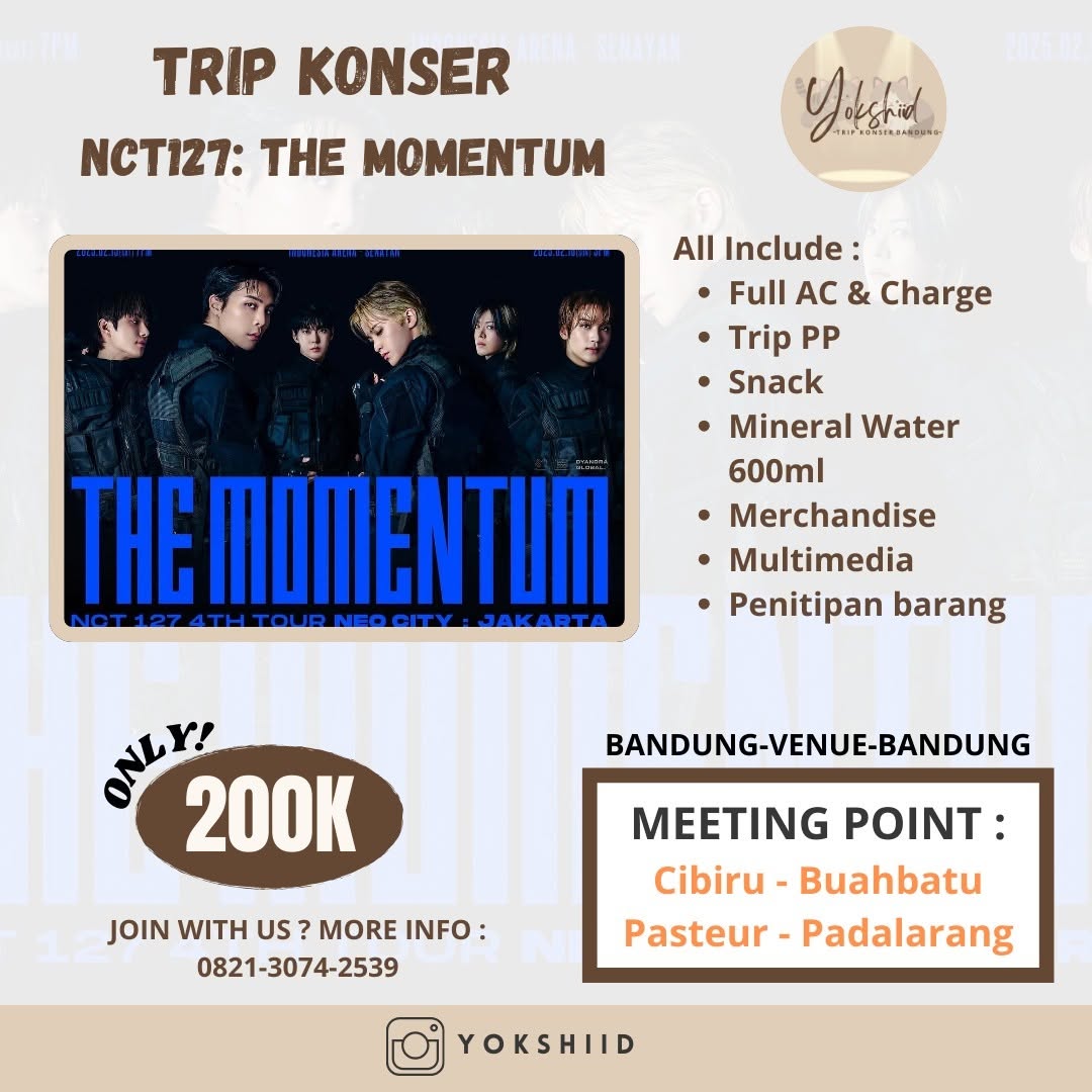 Yokshiid's tweet photo. OPEN TRIP KONSER NCT127 "THE MOMENTUM" BANDUNG 

📌Aman, nyaman dan bahagia
📌Dapat teman sefrekuensi
📌khusus februari dapet makan siang gratis untuk peserta lebih dari 10
📌Ada freebies menarik

Tag open trip konser nct 127 bandung open trip konser https://t.co/gTzvmNVD2Y