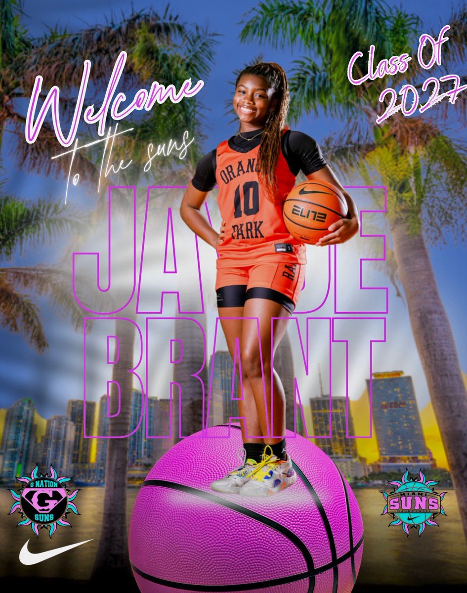Jayde Brant Class of 2027 (@brantjayde) on Twitter photo New Beginnings! Looking forward to playing on the <a href="/MiamiSuns/">Miami Suns</a> <a href="/GNation_BBALL/">G Nation 🏀</a> 16u EYCL Nike Circuit this spring/summer! Thank you <a href="/mikesuns21/">Mike Pope-Diaz</a> for this opportunity!
<a href="/OrangePark_GBB/">Orange Park Girls Basketball</a>
<a href="/AG_Training101/">Arinton Powell</a> New Beginnings! Looking forward to playing on the <a href="/MiamiSuns/">Miami Suns</a> <a href="/GNation_BBALL/">G Nation 🏀</a> 16u EYCL Nike Circuit this spring/summer! Thank you <a href="/mikesuns21/">Mike Pope-Diaz</a> for this opportunity!
<a href="/OrangePark_GBB/">Orange Park Girls Basketball</a>
<a href="/AG_Training101/">Arinton Powell</a>