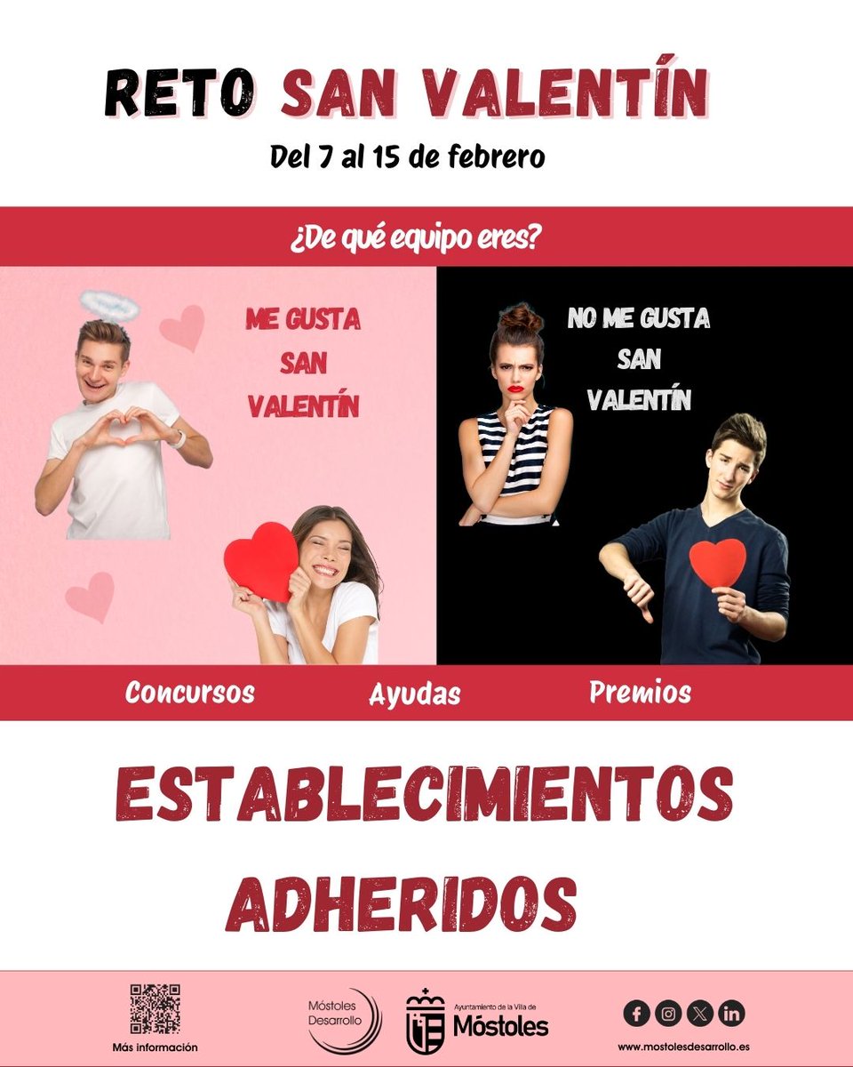 mostdesarrollo's tweet photo. Participa en el SORTEO 1 del ❤️ reto San Valentín organizado por Móstoles Desarrollo. 

✅Compra en los establecimientos adheridos.
✅Rellena el formulario https://t.co/RXh7ab9Xc6 y
✅adjunta la 📷 del ticket.

👉🏻+info: https://t.co/XwoLe5TU43
 #ComercioMostoles https://t.co/DaBq5w4MeC