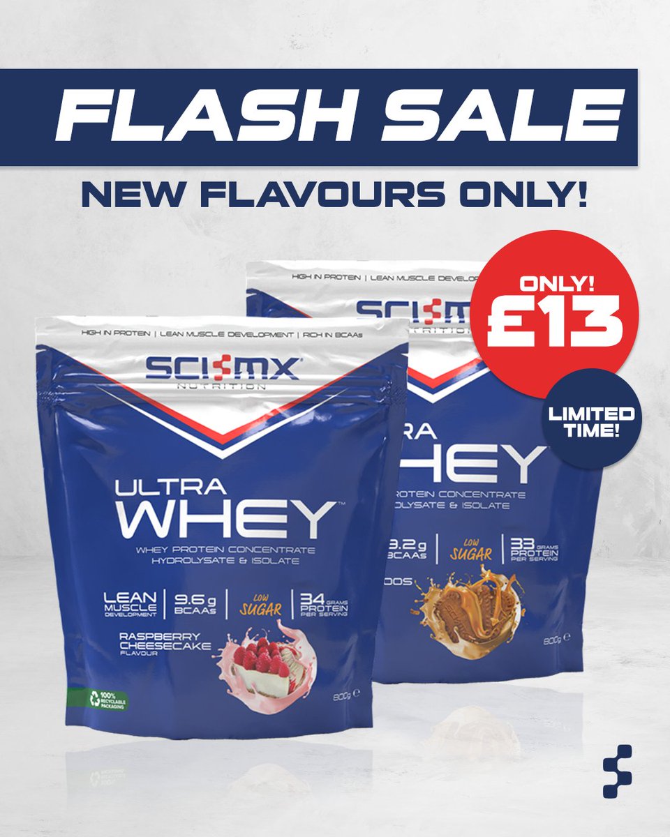 scimxofficial's tweet photo. Ultra Whey offers 35g of protein per serving from whey concentrate, isolate, and hydrolysate.

For a limited time only, our selected Ultra Whey flavours are only £13 for 800g. 

Offer ends midnight Sunday 23rd February. Applicable to selected flavours only.

#BCAA #Protein https://t.co/Z3NTDMLPeI