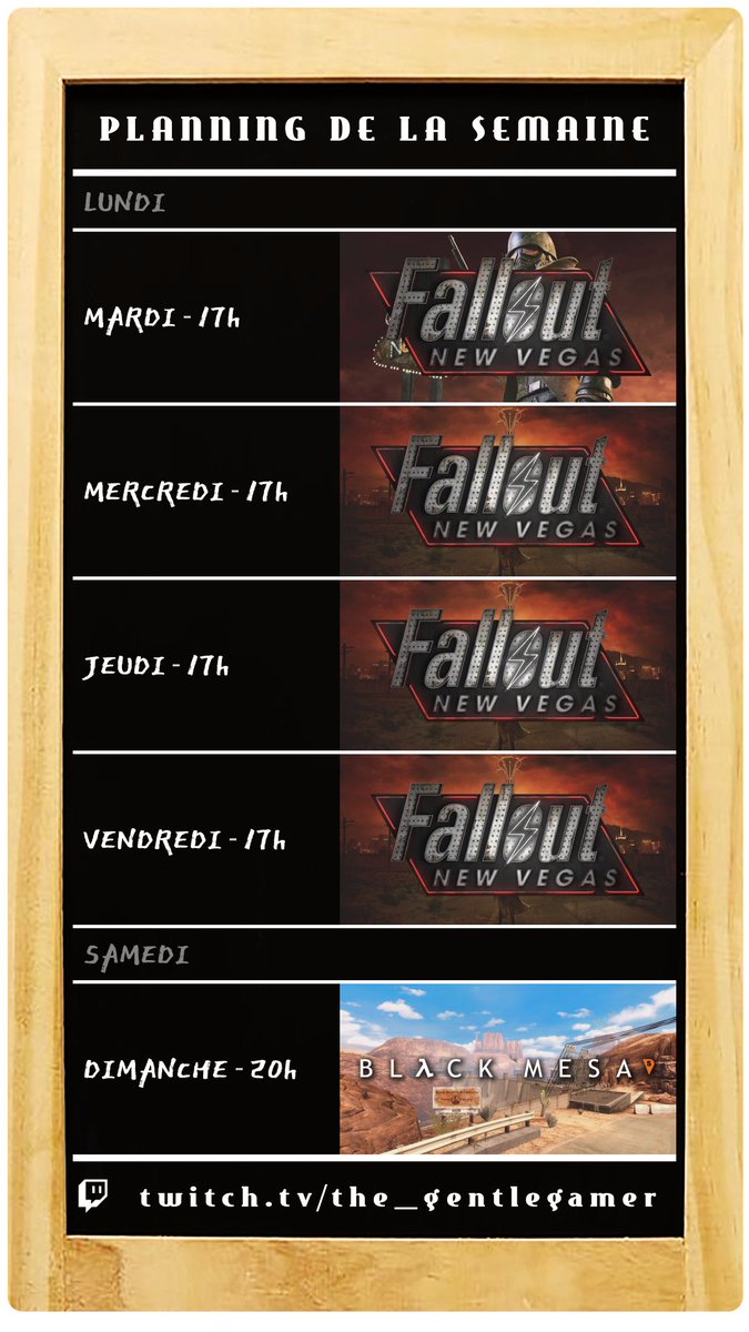 Et voici le calendrier de la semaine !
Va y en avoir du stream, c'est moi qui vous l'dit ☺️