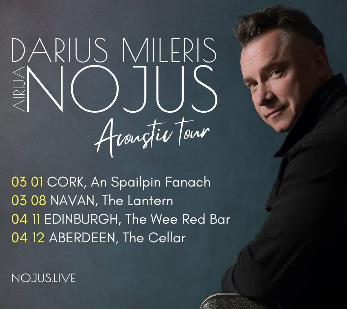NojusLive's tweet photo. Acoustic Tour 2025 
Tickets https://t.co/hDD0cH6bSt
#music #nojuslive #ireland #edinburg #cork #aberdeen #navan #Scotland #singer https://t.co/goQTkhzma7