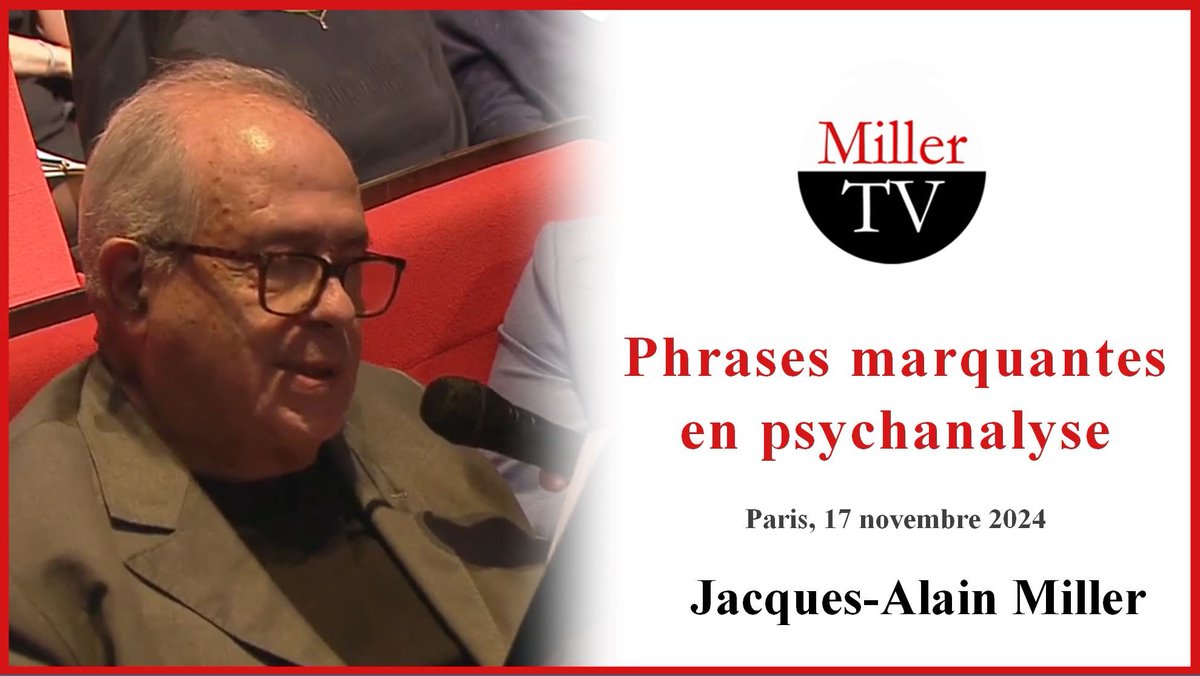"Frases marcantes en psiconanálisis" por JA Miller

Hay frases que no se olvidan.
Algunas pistas preciosas para pensar la diversidad de estas frases marcantes y otorgarles un estatuto conceptual.

Subtítulos en español

Ver el vídeo: youtu.be/1DkgWWPrmvc