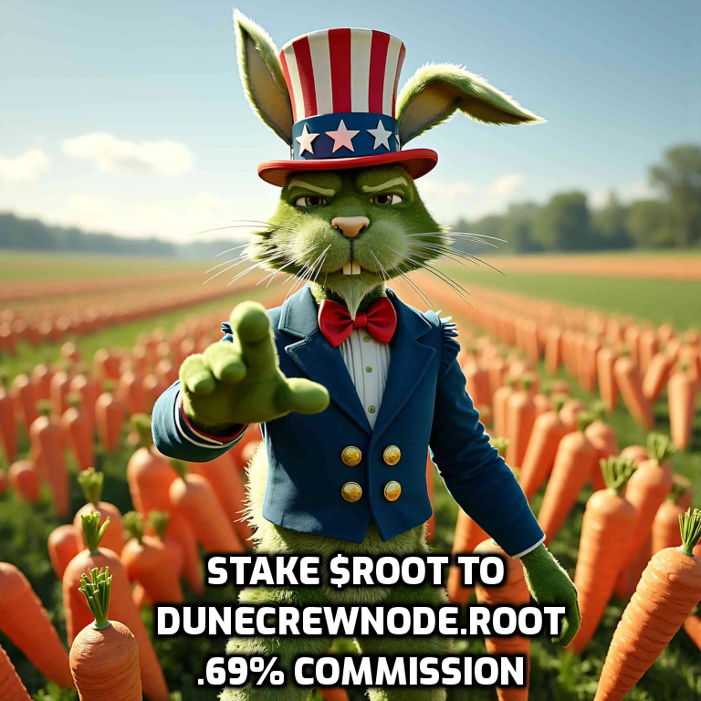 $VORTEX rewards are right around the corner!
Set yourself up to win for the next 90 day cycle!!!
.69% Validator Commission!

Don't leave those 🥕's out for others to take! 
In 90 days you will have more $VORTEX staking to 
duncrewnode.root

#DuneCrew4Lyfe