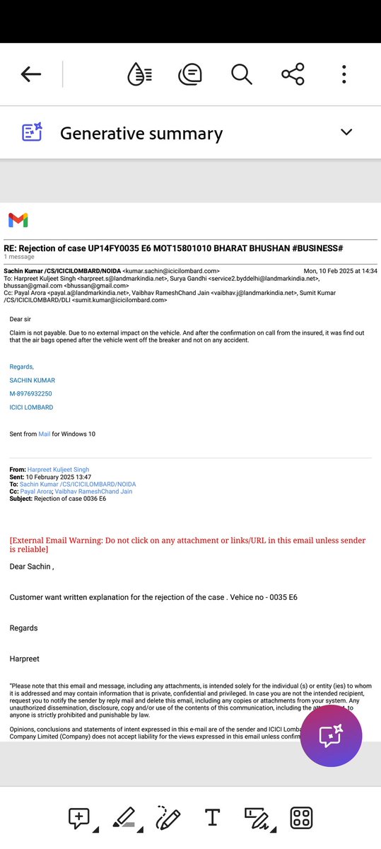 BharatBhushanIN's tweet photo. Great Surprise @ICICILombard
has reject my Insurance Claim no. MOT15801010 of My BYD E6,   by saying, there is no physical damage in car, so the claim was rejected. Actually, AIR bag opens on the road at night after a sudden big jerking &amp; car was locked that place.  @BYDCompany https://t.co/PbxQipWOD2