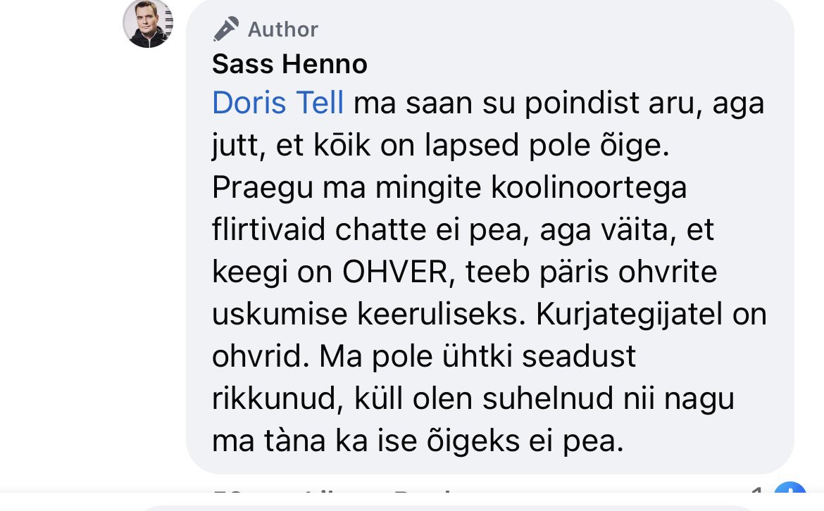 kui 42a mees  sirge  näoga toob seletuseks 16a neiuga magamisele, et ta ise tahtis ja ise alustas  ja seega ei ole ohver ja see  - see ei ole vabandus, sa oled haige inimene
*täiskasvanud mehed snapi kontoga on ikka 🚩🚩🚩