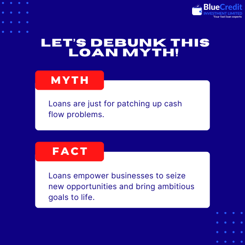 bluecreditng's tweet image. Myth vs. Fact: 
Loans are tools for expansion! Whether it’s scaling your business or upgrading technology, the right loan helps you achieve your goals. 💼✨ 
#BlueCreditng 
#GrowthMindset 
#SmartLoans 
#BusinessSuccess