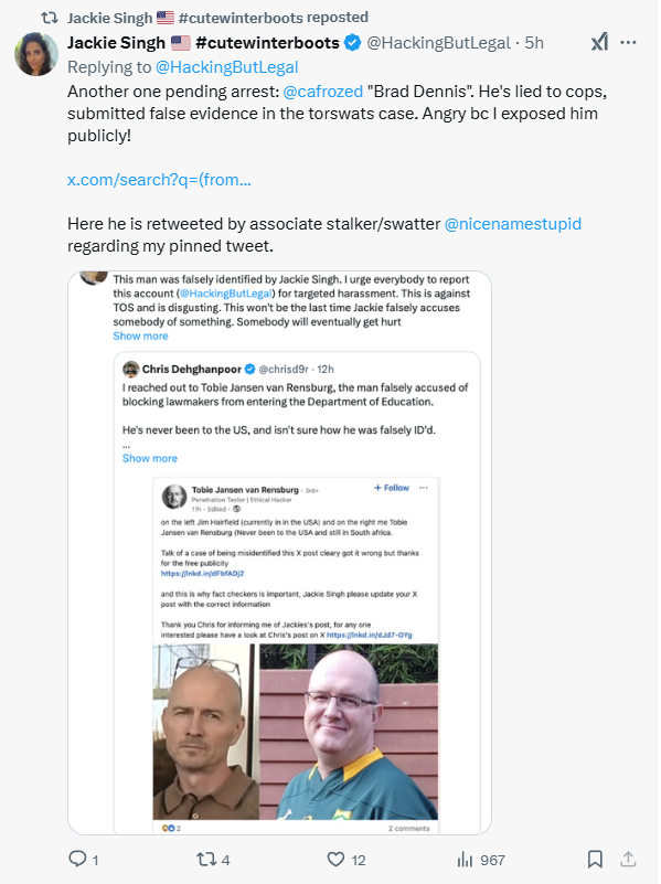 Cafrozed (@cafrozed) on Twitter photo Hey Jackie Singh (<a href="/HackingButLegal/">Jackie Singh ๐บ๐ธ</a>) What did I lie about? What false evidence? Alan Filion also known as Torswats made a full confession to being torswats. So how did I lie? Where is your EVIDENCE? Don't do another word salad about the court case numbers. It's not our fault you Hey Jackie Singh (<a href="/HackingButLegal/">Jackie Singh ๐บ๐ธ</a>) What did I lie about? What false evidence? Alan Filion also known as Torswats made a full confession to being torswats. So how did I lie? Where is your EVIDENCE? Don't do another word salad about the court case numbers. It's not our fault you