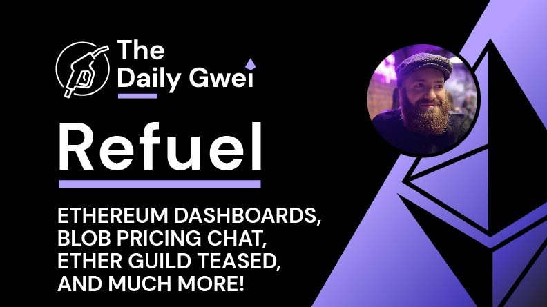 sassal.eth/acc π¦π (@sassal0x) on Twitter photo The latest <a href="/thedailygwei/">The Daily Gwei π¦π</a> Refuel is ready for your consumption! β½
Today's topics:
- Ethereum dashboards π€
- Blob pricing chat π€
- Ether Guild teased π
- and much more β
Watch π
youtu.be/VMrWoGmaqGM The latest <a href="/thedailygwei/">The Daily Gwei π¦π</a> Refuel is ready for your consumption! β½
Today's topics:
- Ethereum dashboards π€
- Blob pricing chat π€
- Ether Guild teased π
- and much more β
Watch π
youtu.be/VMrWoGmaqGM