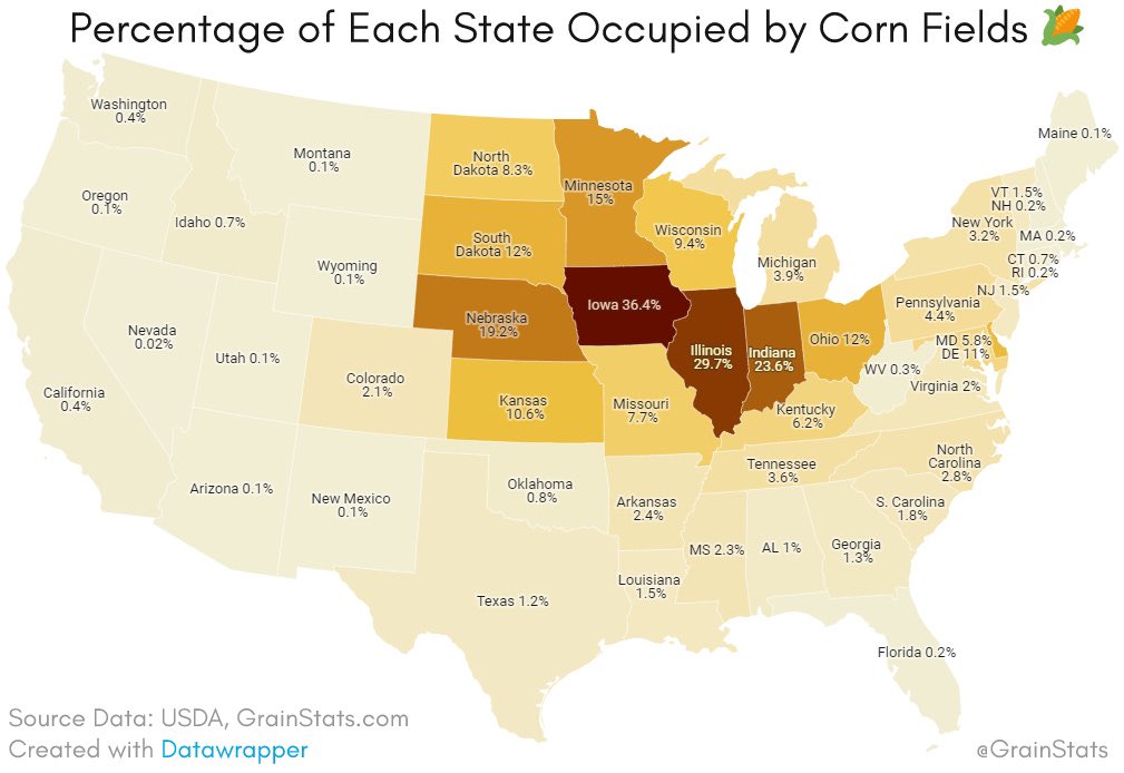 GrainStats's tweet photo. @NationalCorn A reminder of how much Corn acreage takes up of US land 🌽🇺🇸 https://t.co/v4eePv0GWi