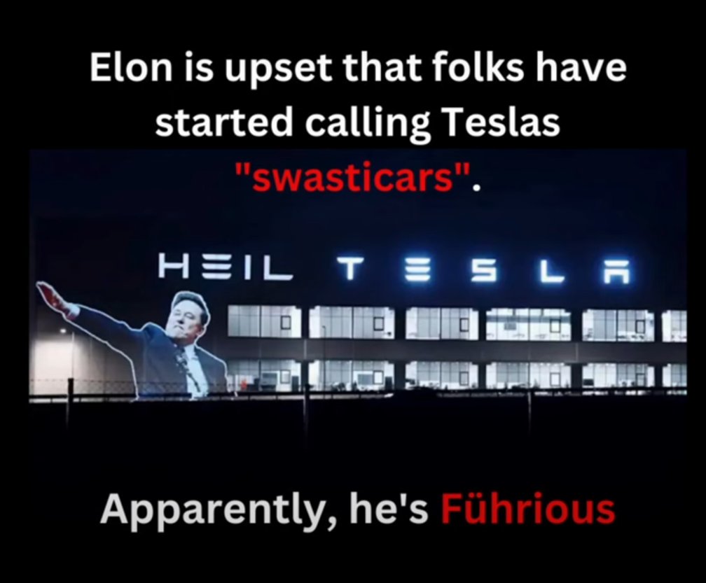 Eib_Globalist's tweet image. Love the pun at the bottom!     

You'll only really get this if you understand some German, or have a bit of knowledge of what happened in Germany in the 1930s.    

Fascism, if you're clueless!

#NeverAgainIsNow | #Niewiederistjetzt | #wirsindmehr
@elonmusk